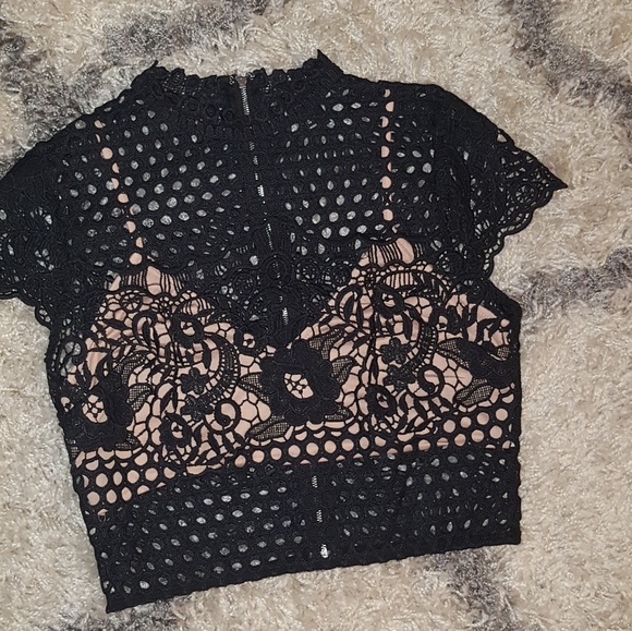 Forever 21 Tops - NEW Lace Crop Top Black Nude Size Medium